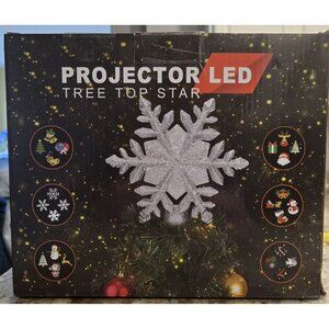 Snowflake Christmas Tree Topper Projector LED Moving Lights 6 Diff Slides